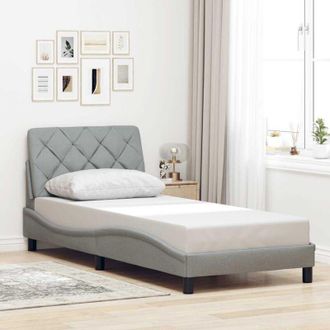 vidaXL Estructura De Cama Sin Colch&oacute;n Tela Gris Claro 90x190 Cm Vidaxl