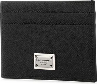 Dolce & Gabbana Mens Vitello Leather Card Case Black Calfskin Cases