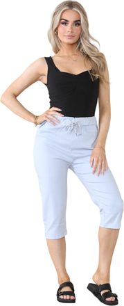 Generic Hit Trendz Ladies Stretch Plain Magic Italian Shorts - Womens Comfy Crushed Casual Summer Short Joggers Stretchy Capri Bottom Short (Grey, 8-14)