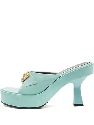 Versace 110mm Medusa Biggie satin platform sandals - women - Leather/Leather/Satin - 38 - Green