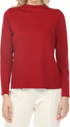 Joseph Ribkoff Pintuck Mock Neck Top In Deep Cherry