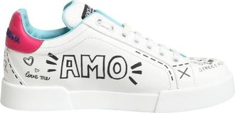 Dolce & Gabbana Low-Top Sneakers - Dames - Sneakers - Wit - 36 1/2 EU - Leer - Schoenen