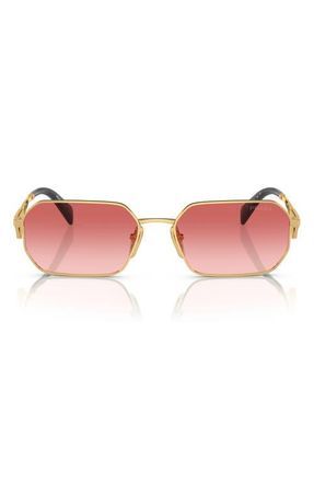Prada 58mm Gradient Rectangular Sunglasses in Gold/Pink at Nordstrom