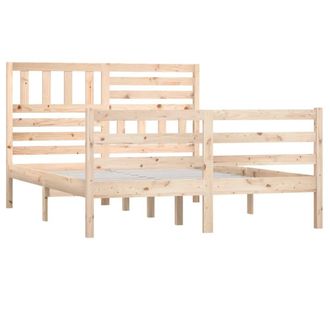 Berkfield Home Beautiful Bed Frame Solid Wood 120x200 cm in Light Tan | Size: Small Double