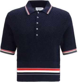 Thom Browne Blue Cotton Polo Mens Shirt
