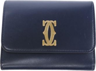 Cartier C De Cartier Blue Leather Wallet (Bi-Fold) (Pre-Owned)