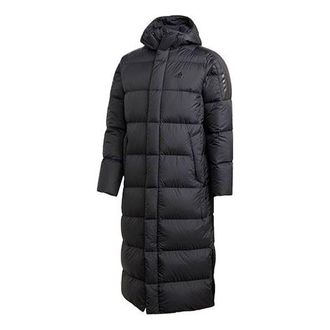adidas Windproof Stay Warm hooded mid-length Down Jacket Black GE9995