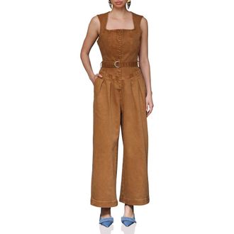 Avec Les Filles Sleeveless Denim Jumpsuit in Santa Fe Umber Wash at Nordstrom Rack, Size Small