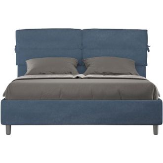 ITYhome Ityhome - Letto matrimoniale e rete 160x190 in microfibra blu Nandy