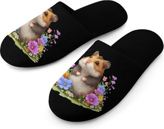 Generic Hamster Butterfly Rat Mens Slippers Warm Non-Slip Houes Shose Spa Slipper for Home Bedroom