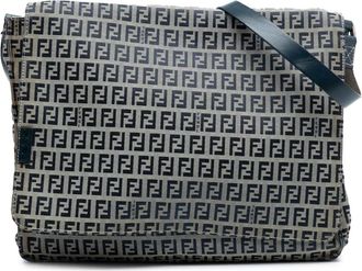 Fendi Pre-owned Shoulder Bags, female, Gray, Size: ONE SIZE Pre-owned Canvas Messenger Bag