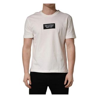Dolce & Gabbana T-Shirts, male, White, Size: M Short-Sleeve Crew Neck T-Shirt