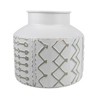 Foreside Home And Garden 6.75 Aaliyah Gray Multi Pattern Boho Chic Style Decorative Metal Vase in White at Nordstrom