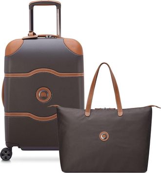 DELSEY Paris Chatelet Air 2.0 - 2 Piece Set - 21 Carry-On Spinner & Tote Bag in Brown at Nordstrom