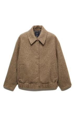 Mango Oversize Bomber Jacket in Khaki at Nordstrom, Size X-Small