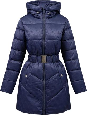 Guess Jassen, Dames, Blauw, 2Xl, Leer, Imma Logo Midi