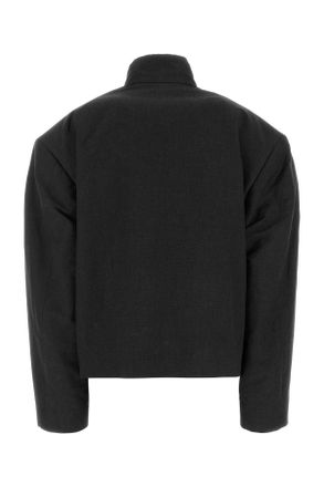 Balenciaga Womens Slate Linen Blend Jacket Black Giubbini