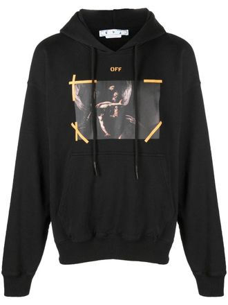 Off-white Arrows Caravaggio print hoodie - men - Cotton - M - Black