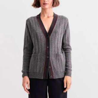 Kule Sinclair Cashmere Long Sleeve Cardigan In Smoke Melange