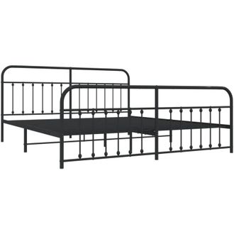 vidaXL Metal Bed Frame without Mattress with Footboard Black 200x200cm vidaXL