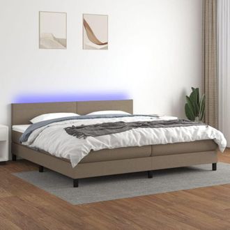 vidaXL Vidaxl - Cama Box Spring Con Colch&oacute;n Led Tela Gris Taupe 200x200 Cm