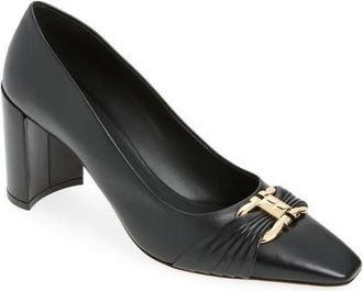 Ferragamo Tillya Square Toe Pump in Nero Nero Nero at Nordstrom, Size 11.5