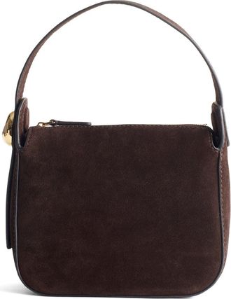 Madewell The Sculpted Metal Wristlet Suede Handbag in Dark Carob at Nordstrom