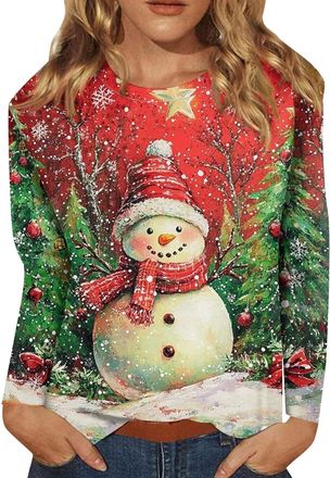 Generic Yinguo christmas jumper 2025 for women, Christmas Jumpers for Women Ladies Sweaters UK Tshirts Jumper Ugly Sweater Long Sleeve Winter Jumper Outwear S
