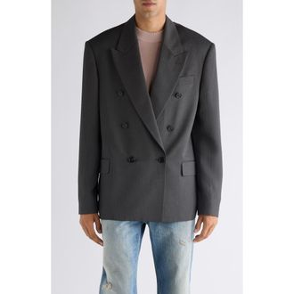Acne Studios Jarvel Double Breasted Herringbone Blazer in Grey at Nordstrom, Size 38 Us