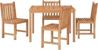 vidaXL 5 Piece Garden Dining Set Solid Wood Teak vidaXL