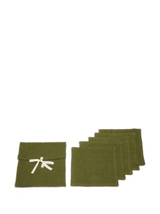 ONCE MILANO set of five cocktail napkins - unisex - Linen/Flax - One Size - Green