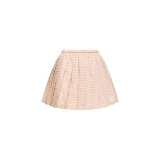 Moncler Moncler Vichy Cotton Blend Pleated Mini Skirt, Women, Pink, Size: Xs