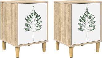 vidaXL Mesa De Noche Hanau 2 Uds. Roble Sonoma 36 X 33 X 50 Cm Vidaxl