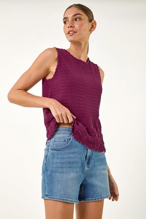 Roman Pearl Trim Knitted Vest
