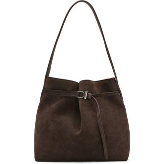 Mango Suede Buckle Bucket Bag in Chocolate at Nordstrom