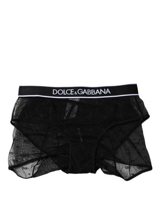 Dolce & Gabbana Womens Lace Trim Briefs - Black Nylon - Size Small