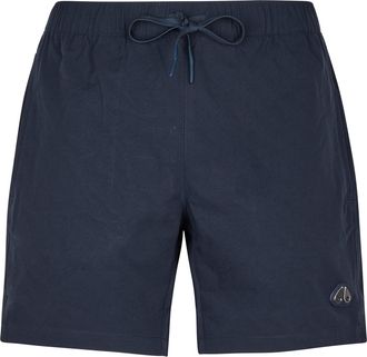 Moose Knuckles Dark Blue Swim Shorts with Logo Patch