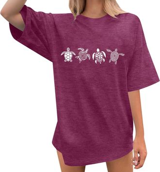 Generic Oversized Sea Turtle Shirts Women Ocean Animal Hawaiian Tshirts Graphic Casual Summer Beach Vacation Tees Tops 2025
