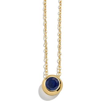 BaubleBar 18k Gold Plated Birthstone Pendant Necklace in Sapphire at Nordstrom