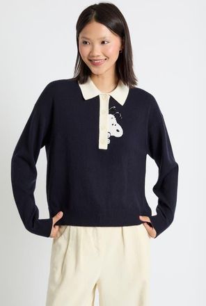 Chinti and Parker Wool-Cashmere Peanuts Polo Sweater in Navy at Nordstrom, Size X-Large