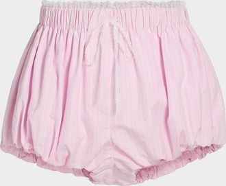 LoveShackFancy Sparrow Lace-Trimmed Striped Cotton Shorts