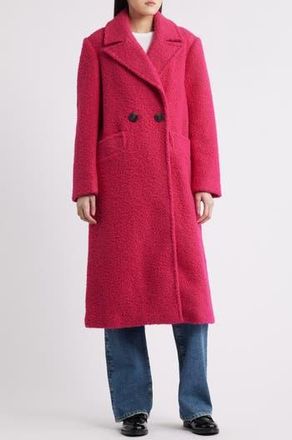 Bcbgmaxazria Double Breasted Boucl&eacute; Coat in Magenta at Nordstrom Rack, Size Large