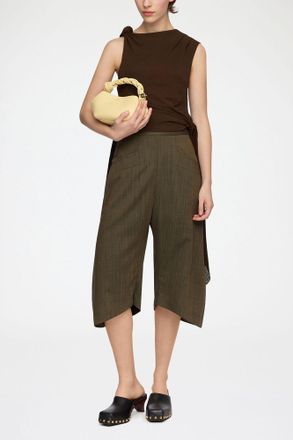 Ganni Canteen Capri Trousers in Brown Wool Melange - Size 32 Recycled