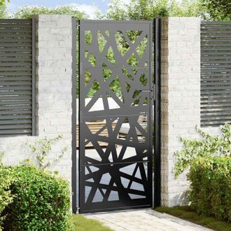 vidaXL Puerta De Jard&iacute;n De Acero Negra Dise&ntilde;o Luminoso 105x205 Cm Vidaxl