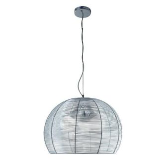 Top-Light Toplight Lampadario a sospensione Basket moderno d.40 cm 60W in metallo cromato con diffusore in alluminio - Attacco E27x3