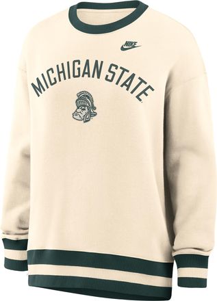 Nike Michigan State Legacy Nike Womens College Oversized Pullover Crew in Brown | 040H0JHLMSV-526