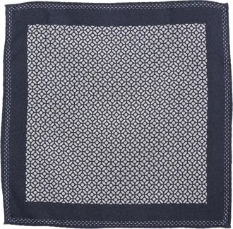 Brunello Cucinelli Foulard in seta con motivo geometrico - Blu