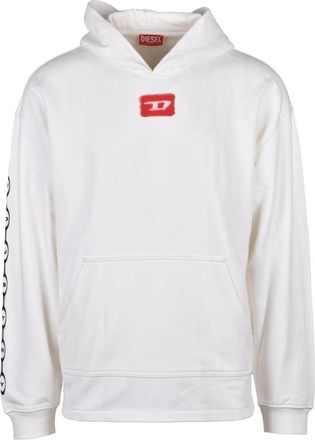 Diesel Capuchonkatoenen trui - Heren - Hoodies - Wit - M - Katoen - Hoodies & sweatvesten