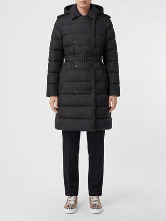 Burberry Double-Breasted Quilted Nylon Puffer Coat with Hood and Belt