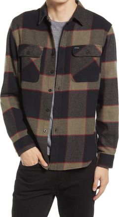 Brixton Bowery Regular Fit Plaid Flannel Button-Up Shirt in Heather Grey/charcoal at Nordstrom, Size Xx-Large